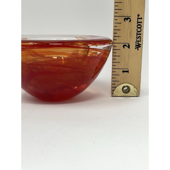 Kosta Boda Atoll Art Glass Votive Tea Light Candle Holder Red Swirl Sweden - Picture 2 of 6